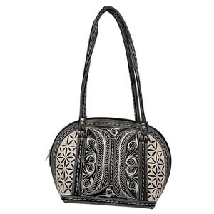 Laga Designs - Harapan small Handmade purse shoulder bag‎ Vegan Embroidery black